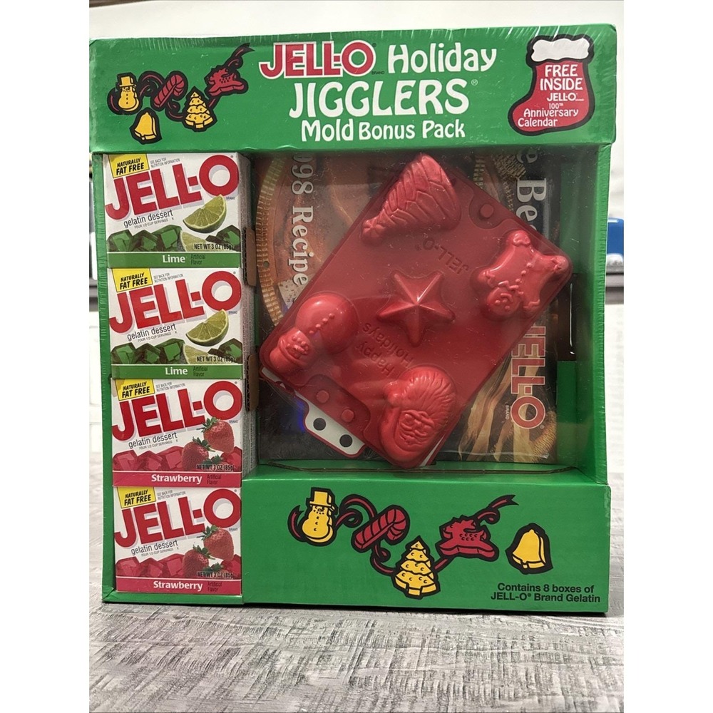 Christmas Vintage 1997 JELLO Holiday Jigglers Mold Bonus Pack Sealed w/ Calendar